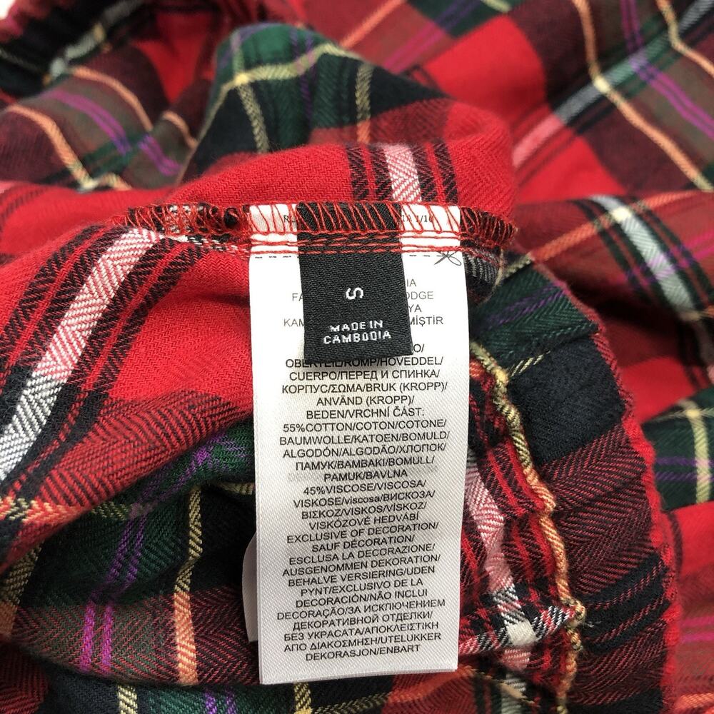 Lauren Ralph Lauren Womens Plaid Pajama Set SIZE SMALL Red Button Up Long Sleeve - Picture 15 of 16